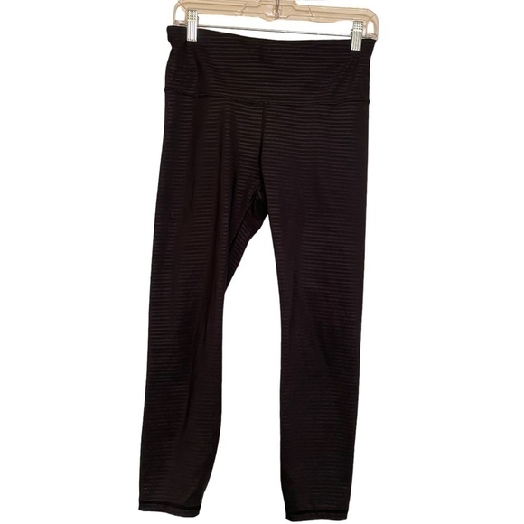 GAP Fit Black Striped Leggings Size Medium M - Picture 1 of 4